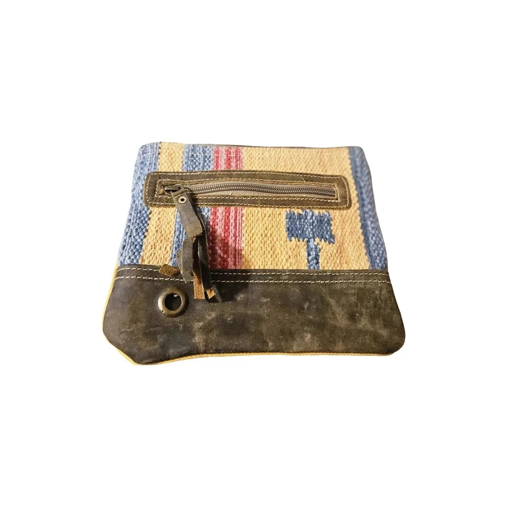 Myra Bag Kilim and Leather Wristlet Clutch Small Boho Bag New with Tags‎